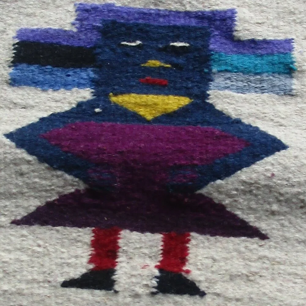 Vintage Wool Southwestern Woven Small Tapestry Rug